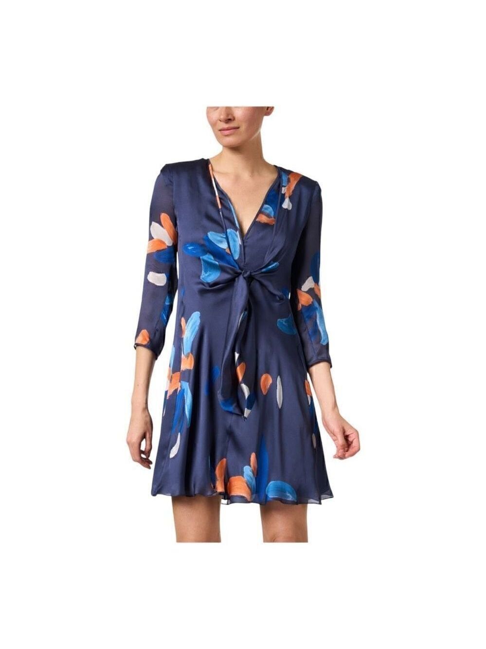 Emporio Armani Blue Printed Floral Silk Dress Size 10 (46) NWT